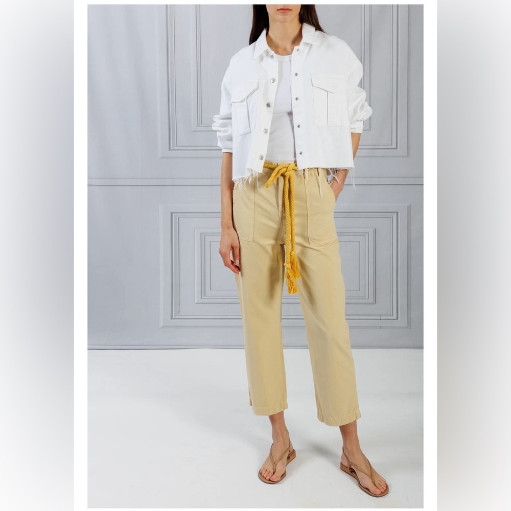 NWT THE GREAT. The Voyager Rope Belt Crop Cotton Pants‎ in Washed Safari Size 26